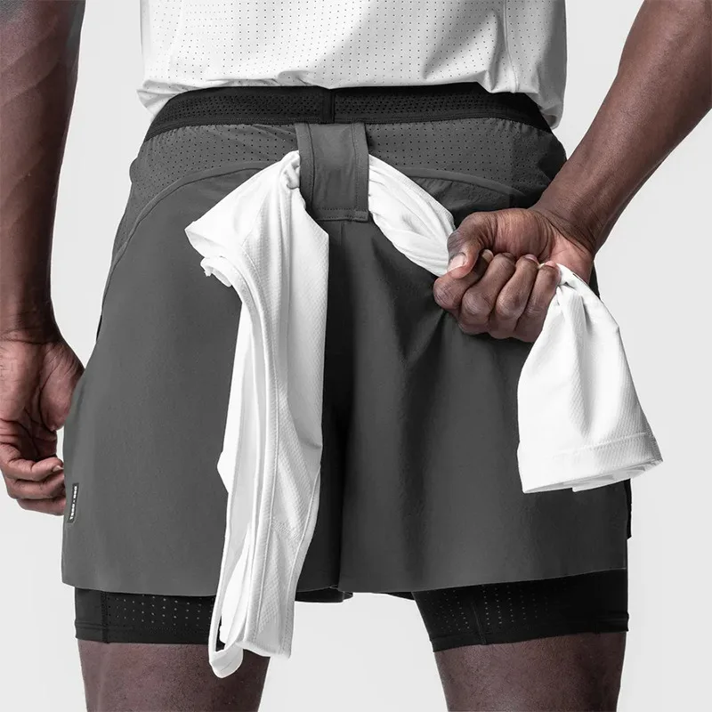 Men's 2in1 Running Shorts Quic - Compression Shorts Athletes 评论和价格